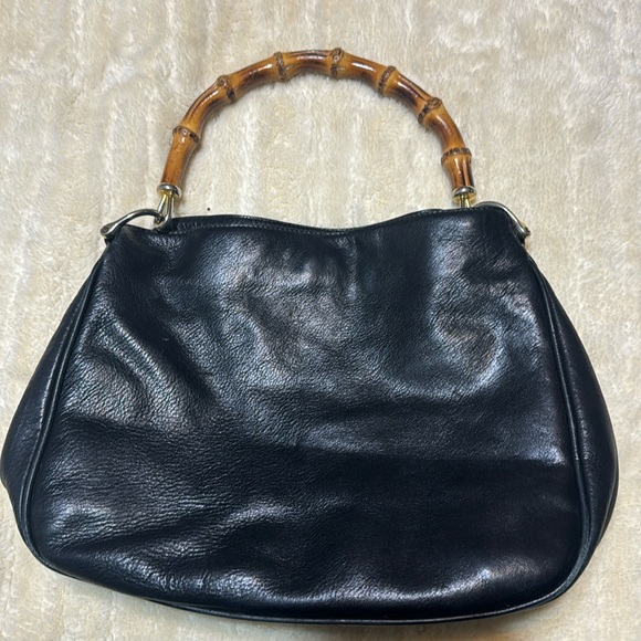 Mario Moravitto Italy Bamboo handle leather handbag